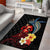 Hawaiian Whale and Volcanic Eruption Area Rug Hibiscus and Kakau Pattern