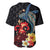 Hawaiian Whale and Volcanic Eruption Baseball Jersey Hibiscus and Kakau Pattern