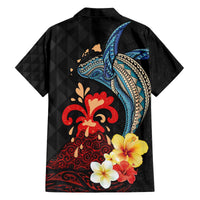 Hawaiian Whale and Volcanic Eruption Family Matching Puletasi and Hawaiian Shirt Hibiscus and Kakau Pattern LT03 - Polynesian Pride