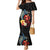 Hawaiian Whale and Volcanic Eruption Mermaid Dress Hibiscus and Kakau Pattern