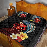 Hawaiian Whale and Volcanic Eruption Quilt Bed Set Hibiscus and Kakau Pattern LT03 - Polynesian Pride