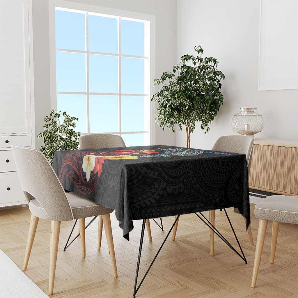 Hawaiian Whale and Volcanic Eruption Tablecloth Hibiscus and Kakau Pattern LT03 - Polynesian Pride