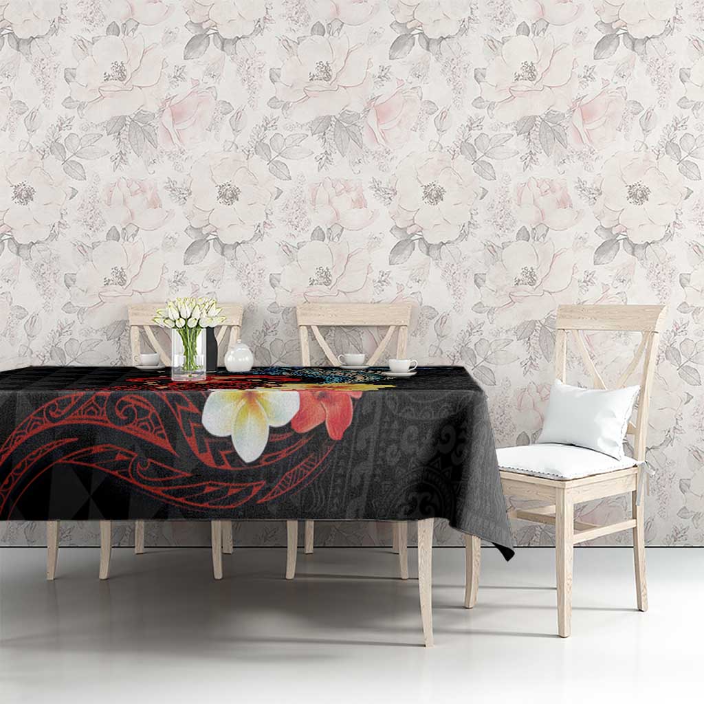Hawaiian Whale and Volcanic Eruption Tablecloth Hibiscus and Kakau Pattern LT03 - Polynesian Pride