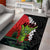 Hawaiian Halloween Area Rug Horror Shaka Hand with Plumeria and Polynesian Tattoo Blood Color