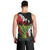 Hawaiian Halloween Men Tank Top Horror Shaka Hand with Plumeria and Polynesian Tattoo Blood Color