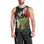 Hawaiian Halloween Men Tank Top Horror Shaka Hand with Plumeria and Polynesian Tattoo Blood Color