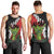 Hawaiian Halloween Men Tank Top Horror Shaka Hand with Plumeria and Polynesian Tattoo Blood Color