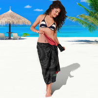 Hawaiian Halloween Sarong Horror Shaka Hand with Plumeria and Polynesian Tattoo Blood Color