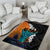 Hawaiian Halloween Area Rug Horror Shaka Hand with Plumeria and Polynesian Tattoo Autumn Color