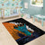 Hawaiian Halloween Area Rug Horror Shaka Hand with Plumeria and Polynesian Tattoo Autumn Color