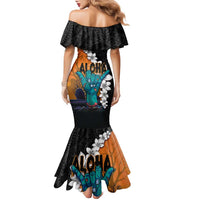 Hawaiian Halloween Family Matching Mermaid Dress and Hawaiian Shirt Horror Shaka Hand with Plumeria and Polynesian Tattoo Autumn Color LT03 - Polynesian Pride
