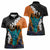 Hawaiian Halloween Women Polo Shirt Horror Shaka Hand with Plumeria and Polynesian Tattoo Autumn Color