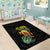 Hawaiian Halloween Area Rug Aloha Pinapple with Mysterious Hands and Polynesian Tribal Tattoo