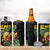 Hawaiian Halloween 4 in 1 Can Cooler Tumbler Aloha Pinapple with Mysterious Hands and Polynesian Tribal Tattoo