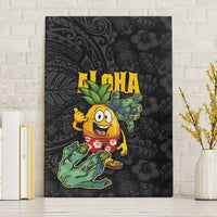 Hawaiian Halloween Canvas Wall Art Aloha Pinapple with Mysterious Hands and Polynesian Tribal Tattoo