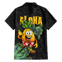 Hawaiian Halloween Family Matching Off Shoulder Short Dress and Hawaiian Shirt Aloha Pinapple with Mysterious Hands and Polynesian Tribal Tattoo LT03 - Polynesian Pride