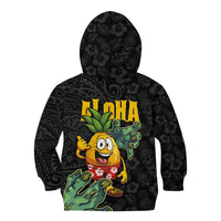 Hawaiian Halloween Kid Hoodie Aloha Pinapple with Mysterious Hands and Polynesian Tribal Tattoo