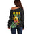 Hawaiian Halloween Off Shoulder Sweater Aloha Pinapple with Mysterious Hands and Polynesian Tribal Tattoo