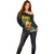 Hawaiian Halloween Off Shoulder Sweater Aloha Pinapple with Mysterious Hands and Polynesian Tribal Tattoo