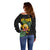 Hawaiian Halloween Off Shoulder Sweater Aloha Pinapple with Mysterious Hands and Polynesian Tribal Tattoo