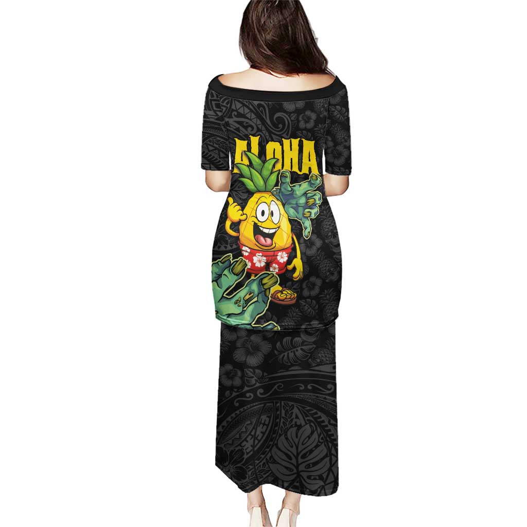 Hawaiian Halloween Puletasi Aloha Pinapple with Mysterious Hands and Polynesian Tribal Tattoo