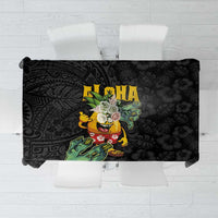 Hawaiian Halloween Tablecloth Aloha Pinapple with Mysterious Hands and Polynesian Tribal Tattoo LT03 Black - Polynesian Pride