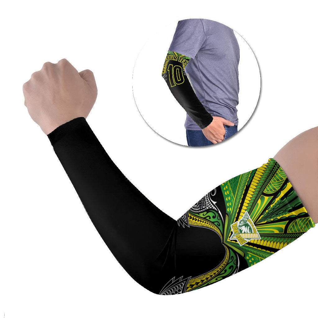 Cook Islands Rugby League Custom Arm Sleeves Polynesian and Tatau Tribal Art - Black Color LT03 Set of 2 Black - Polynesian Pride