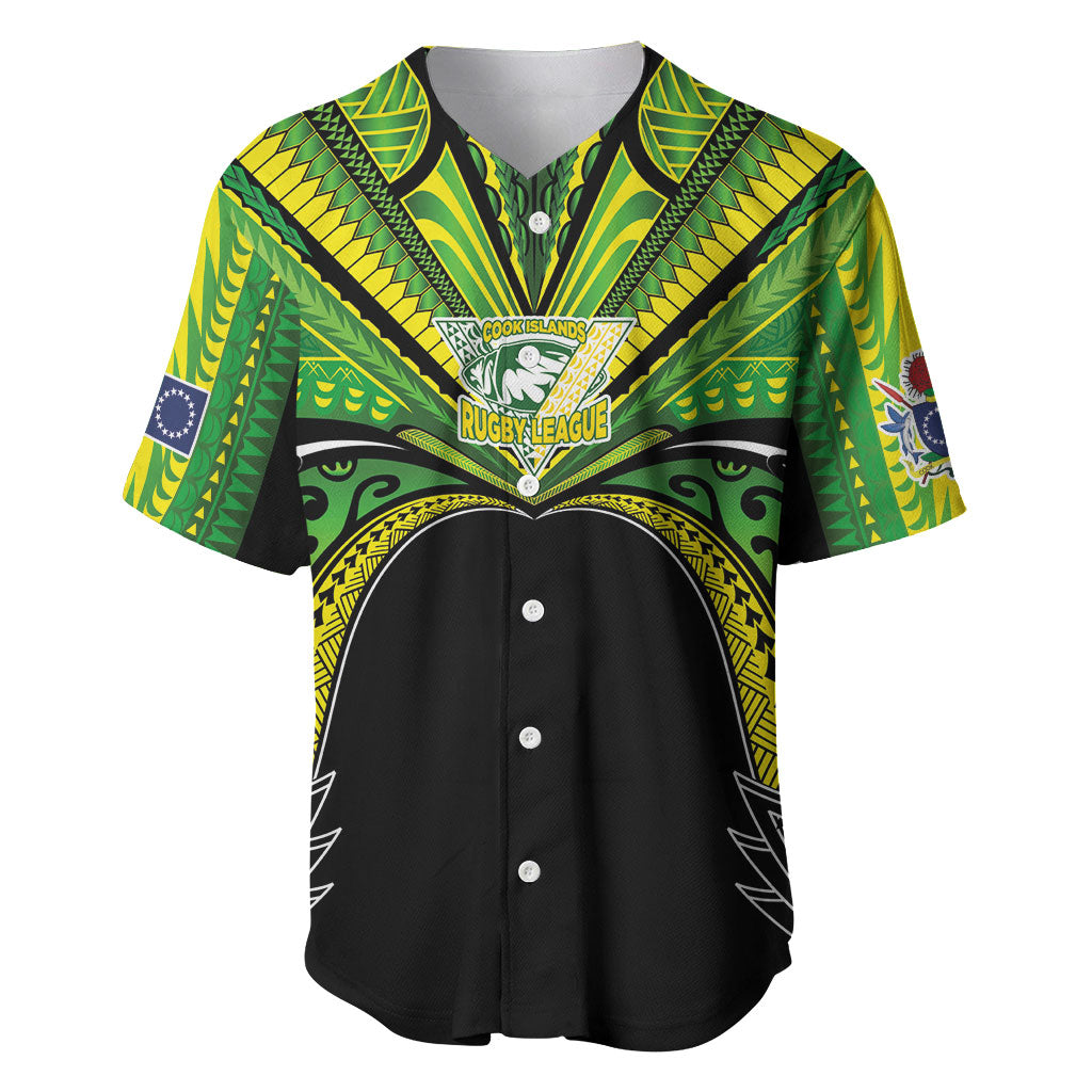 Cook Islands Rugby League Custom Baseball Jersey Polynesian and Tatau Tribal Art - Black Color LT03 Black - Polynesian Pride
