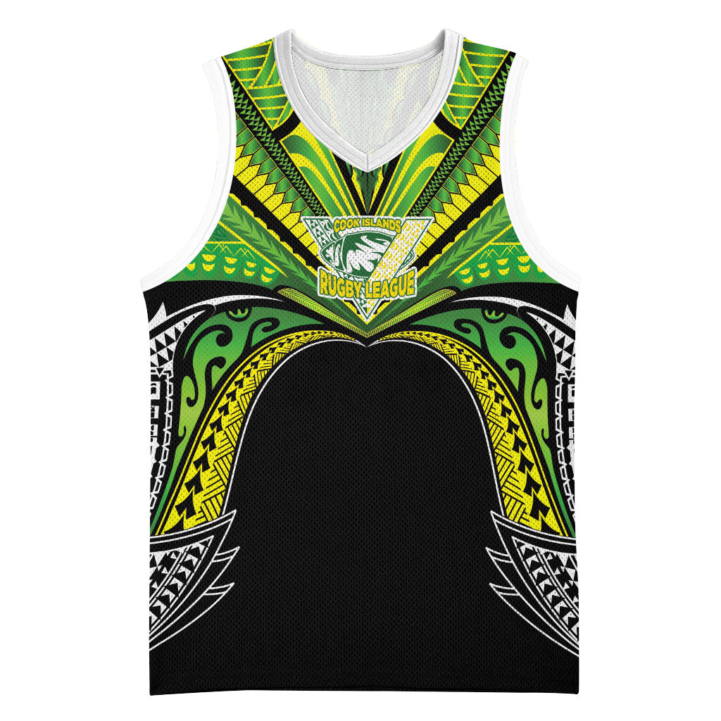 Cook Islands Rugby League Custom Basketball Jersey Polynesian and Tatau Tribal Art - Black Color LT03 Unisex Black - Polynesian Pride