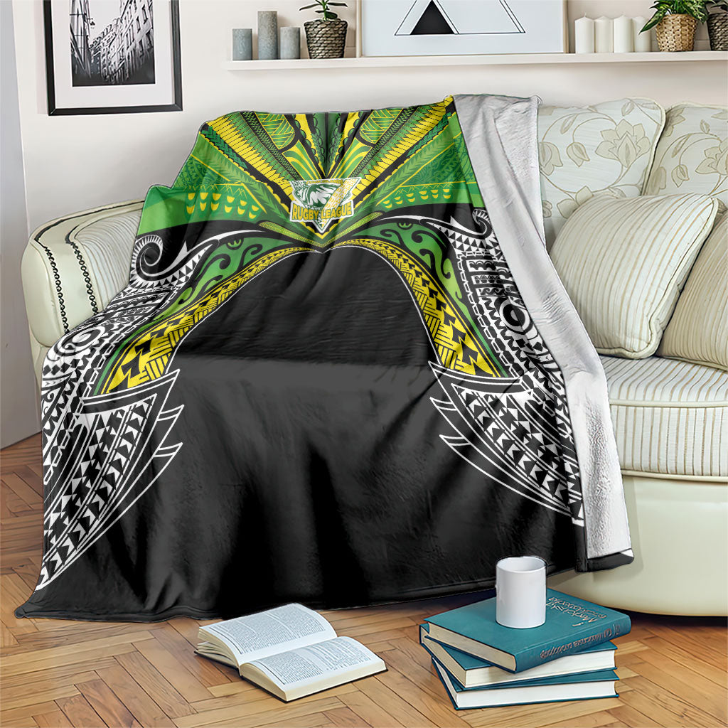 Cook Islands Rugby League Blanket Polynesian and Tatau Tribal Art - Black Color LT03 Black - Polynesian Pride