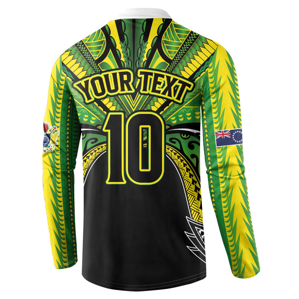 Cook Islands Rugby League Custom Button Sweatshirt Polynesian and Tatau Tribal Art - Black Color LT03 - Polynesian Pride