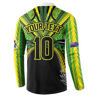 Cook Islands Rugby League Custom Button Sweatshirt Polynesian and Tatau Tribal Art - Black Color LT03 - Polynesian Pride