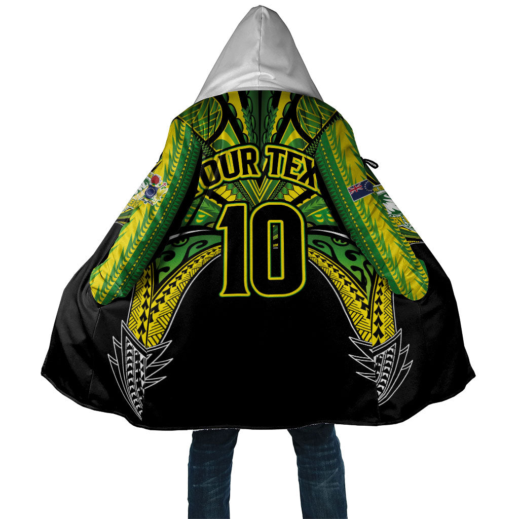 Cook Islands Rugby League Custom Cloak Polynesian and Tatau Tribal Art - Black Color