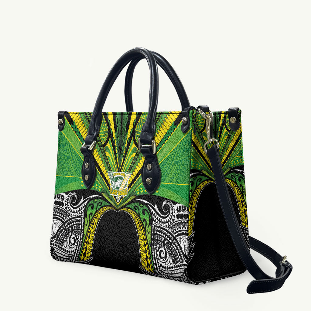 Cook Islands Rugby League Leather Bag Polynesian and Tatau Tribal Art - Black Color LT03 Black - Polynesian Pride