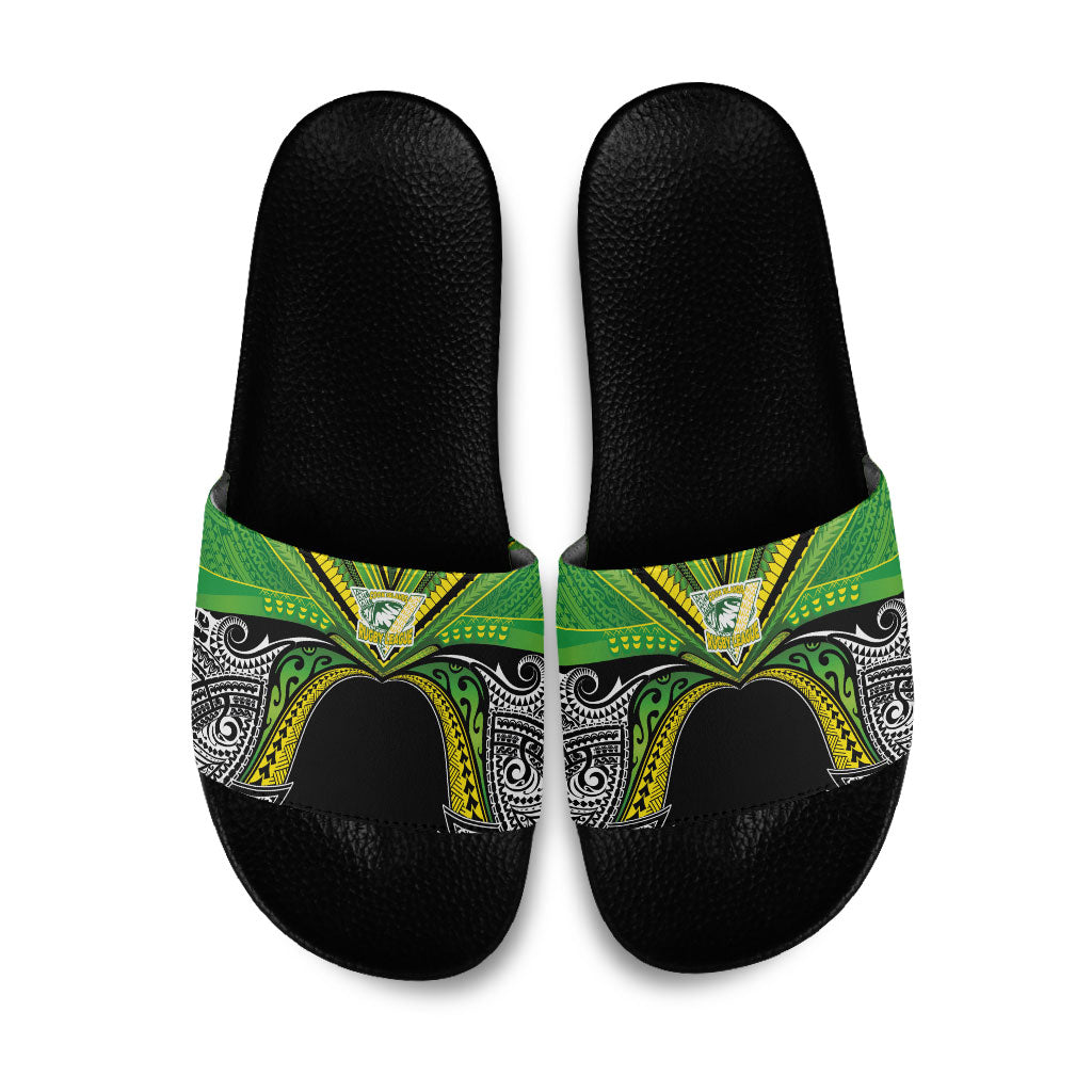 Cook Islands Rugby League Slide Sandals Polynesian and Tatau Tribal Art - Black Color LT03 Black - Polynesian Pride