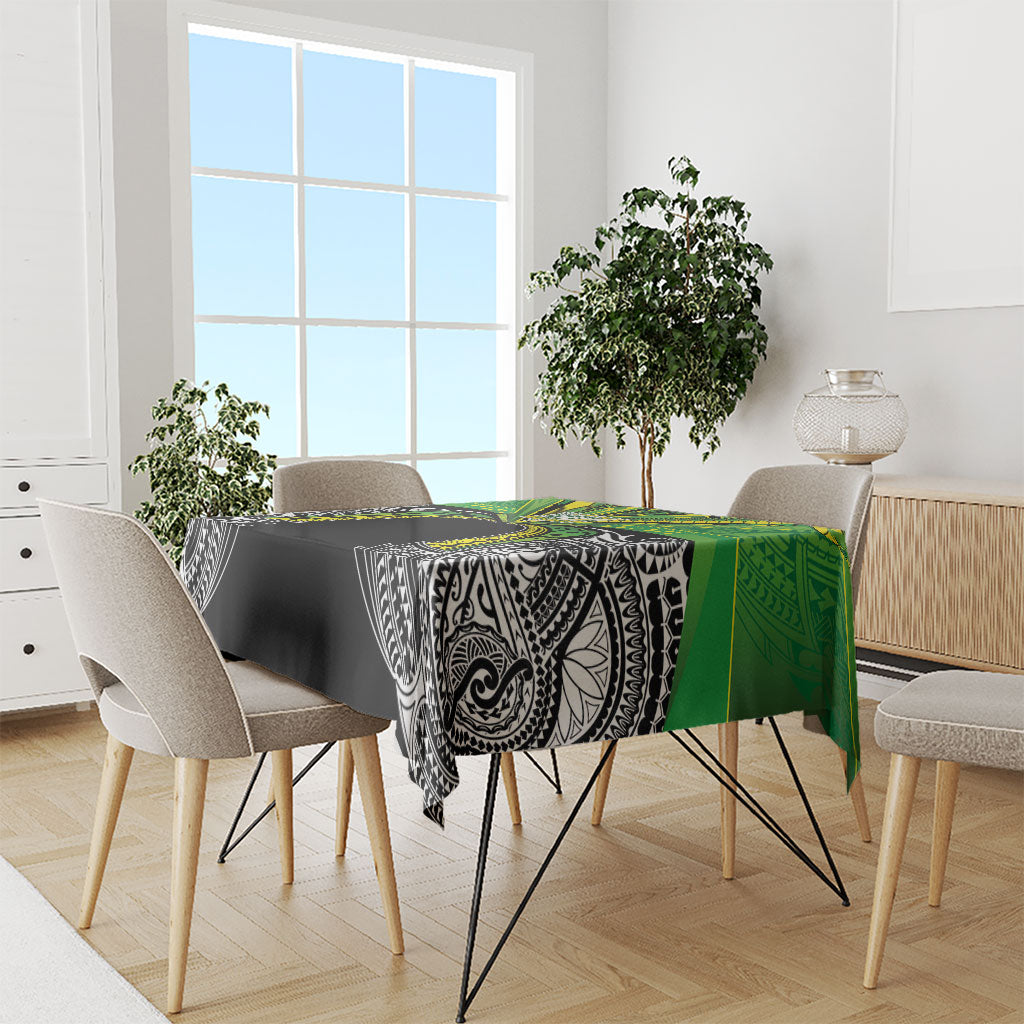 Cook Islands Rugby League Tablecloth Polynesian and Tatau Tribal Art - Black Color LT03 - Polynesian Pride