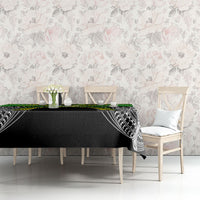 Cook Islands Rugby League Tablecloth Polynesian and Tatau Tribal Art - Black Color LT03 - Polynesian Pride