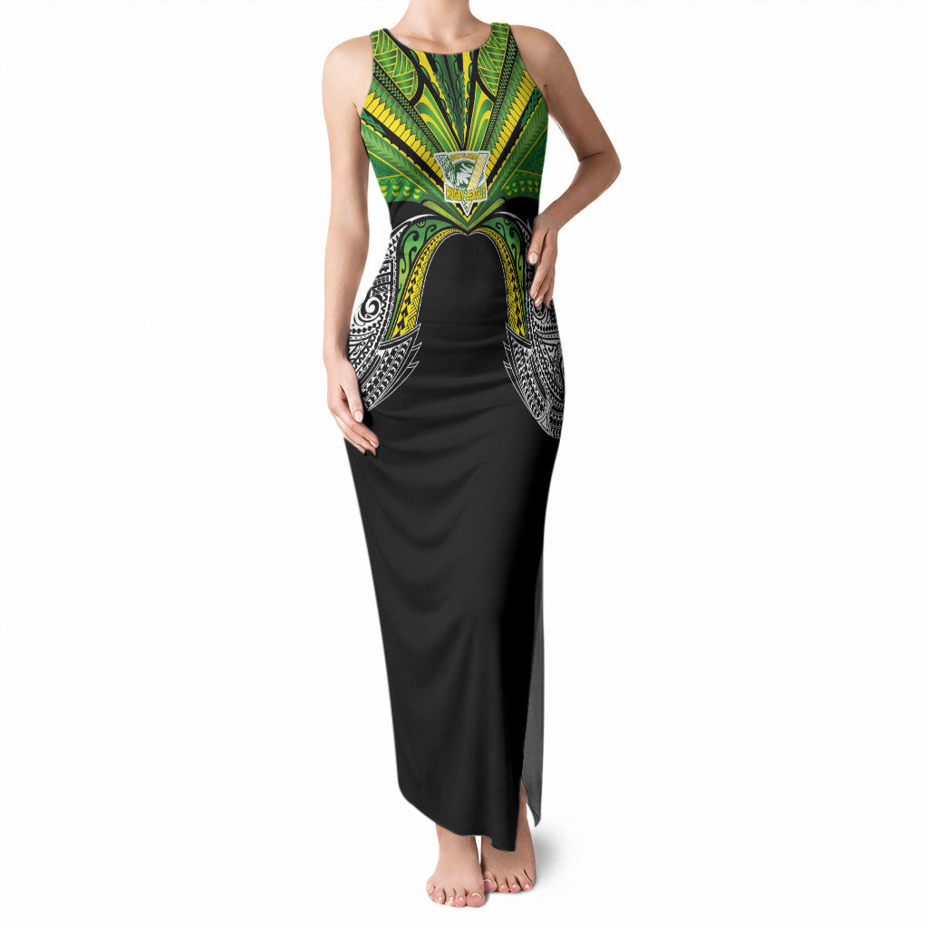 Cook Islands Rugby League Custom Tank Maxi Dress Polynesian and Tatau Tribal Art - Black Color LT03 Women Black - Polynesian Pride