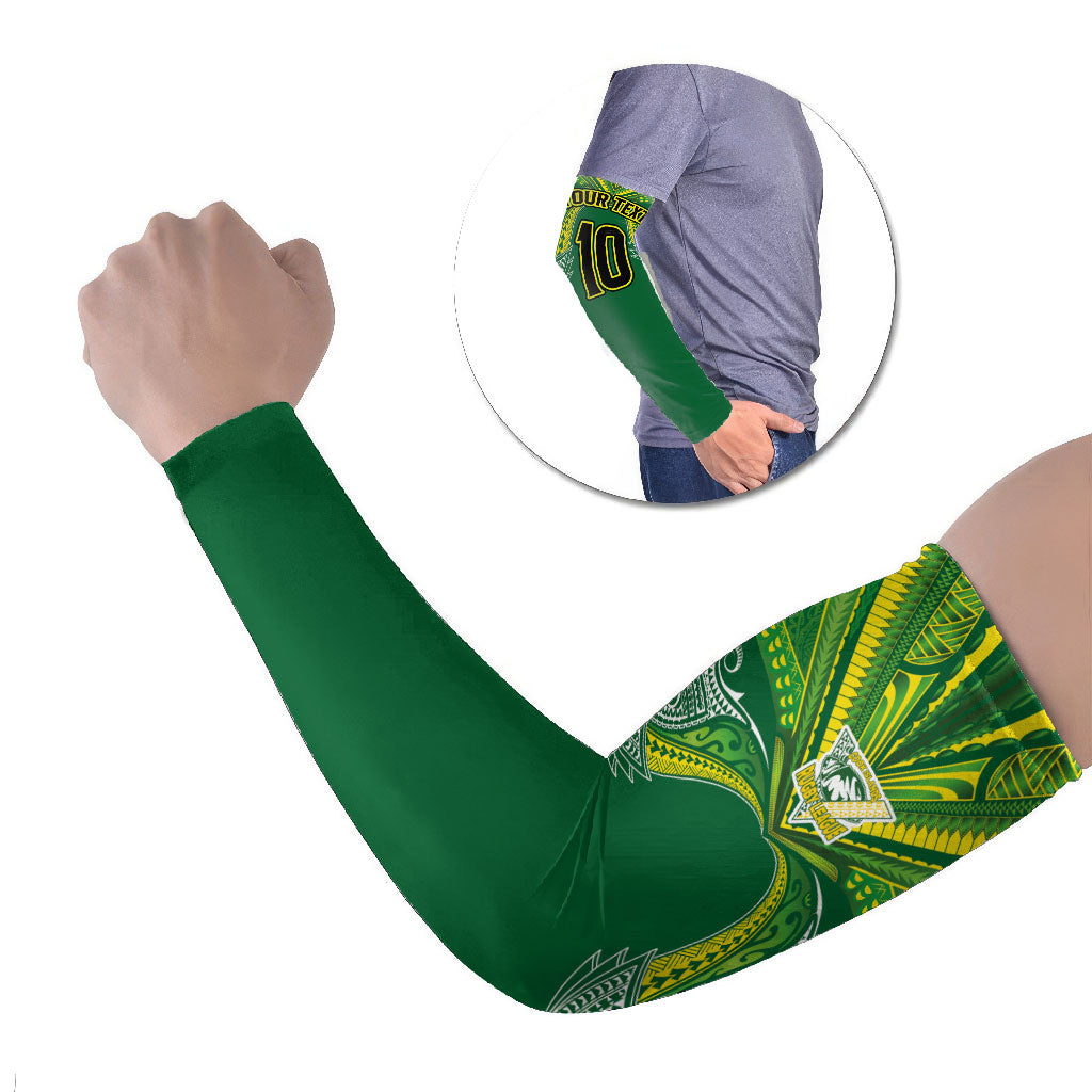 Cook Islands Rugby League Custom Arm Sleeves Polynesian and Tatau Tribal Art - Green Color LT03 Set of 2 Green - Polynesian Pride