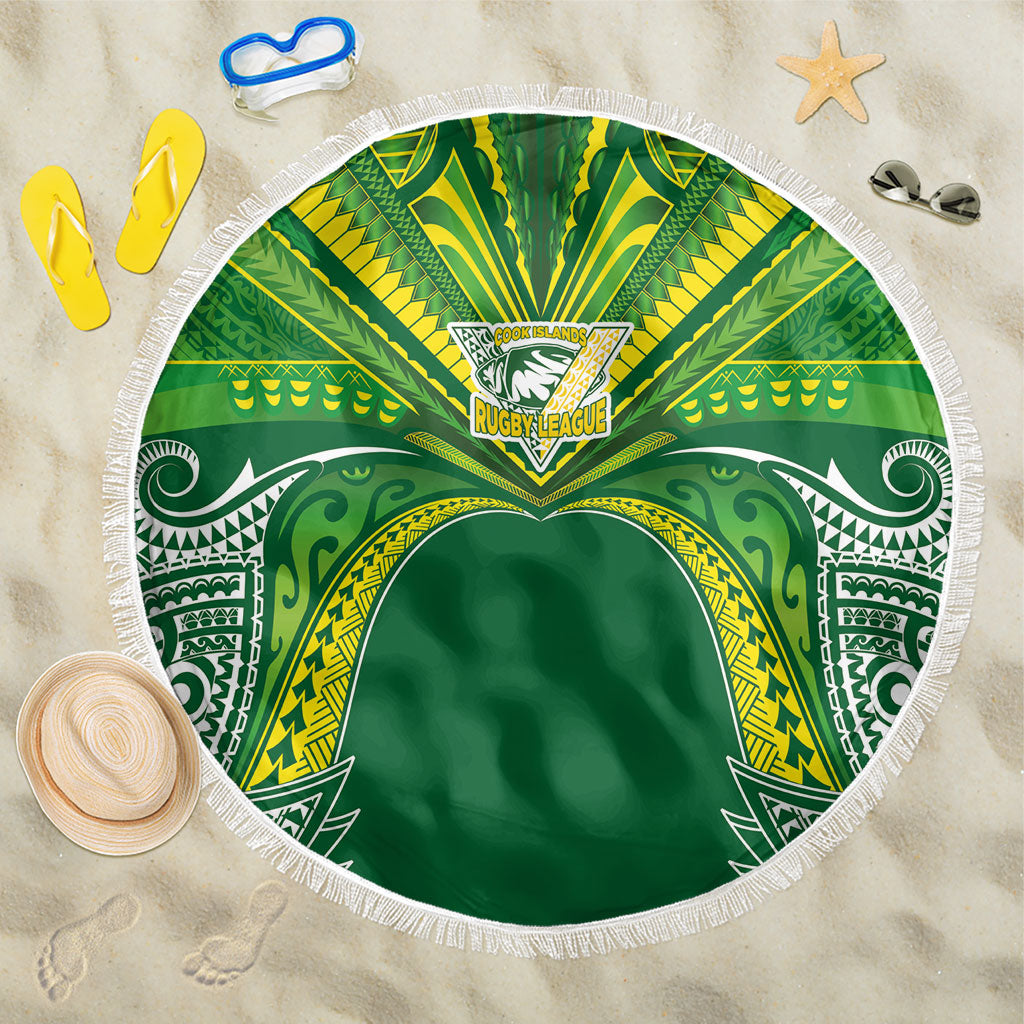 Cook Islands Rugby League Beach Blanket Polynesian and Tatau Tribal Art - Green Color LT03 One Size 150cm Green - Polynesian Pride