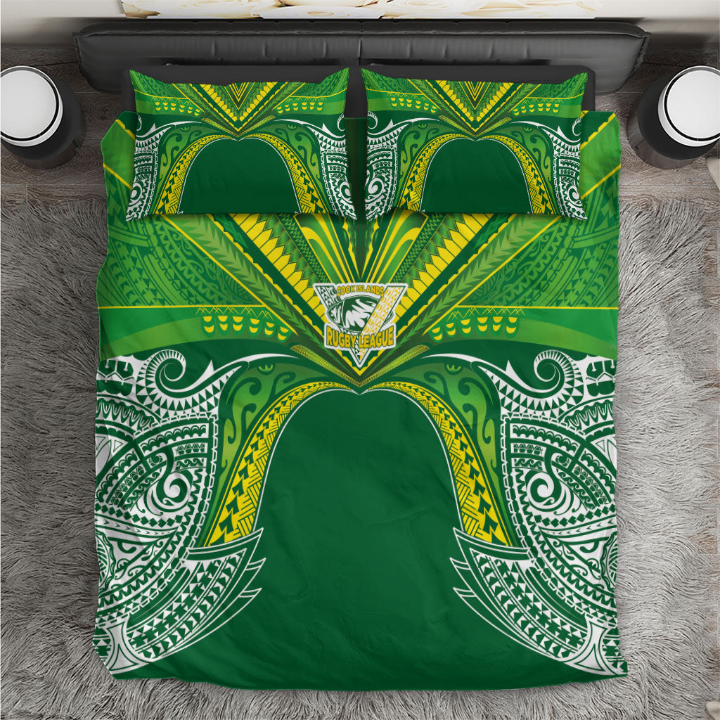 Cook Islands Rugby League Bedding Set Polynesian and Tatau Tribal Art - Green Color LT03 Green - Polynesian Pride