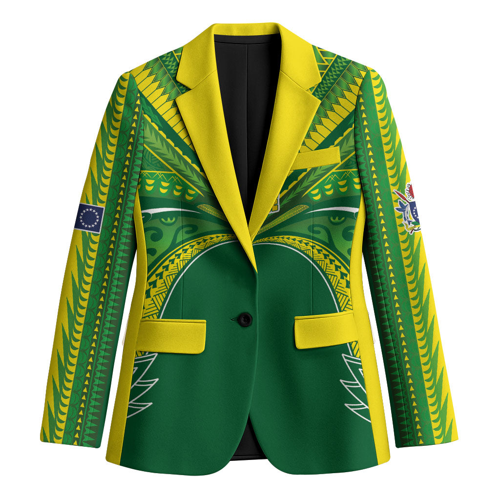 Cook Islands Rugby League Custom Blazer Polynesian and Tatau Tribal Art - Green Color LT03 Unisex Green - Polynesian Pride