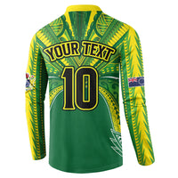 Cook Islands Rugby League Custom Button Sweatshirt Polynesian and Tatau Tribal Art - Green Color LT03 - Polynesian Pride