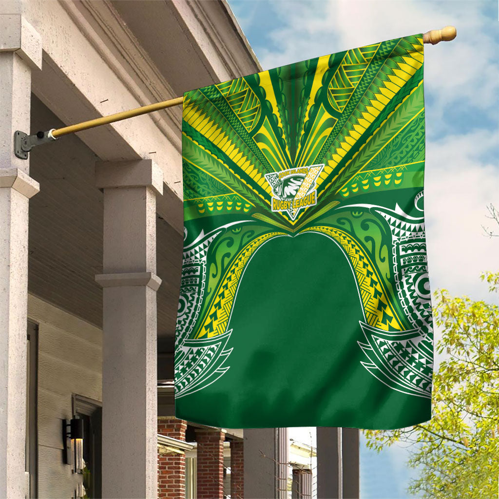 Cook Islands Rugby League Garden Flag Polynesian and Tatau Tribal Art - Green Color LT03 House Flag Green - Polynesian Pride