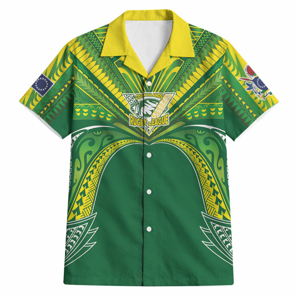 Cook Islands Rugby League Custom Hawaiian Shirt Polynesian and Tatau Tribal Art - Green Color LT03 Green - Polynesian Pride