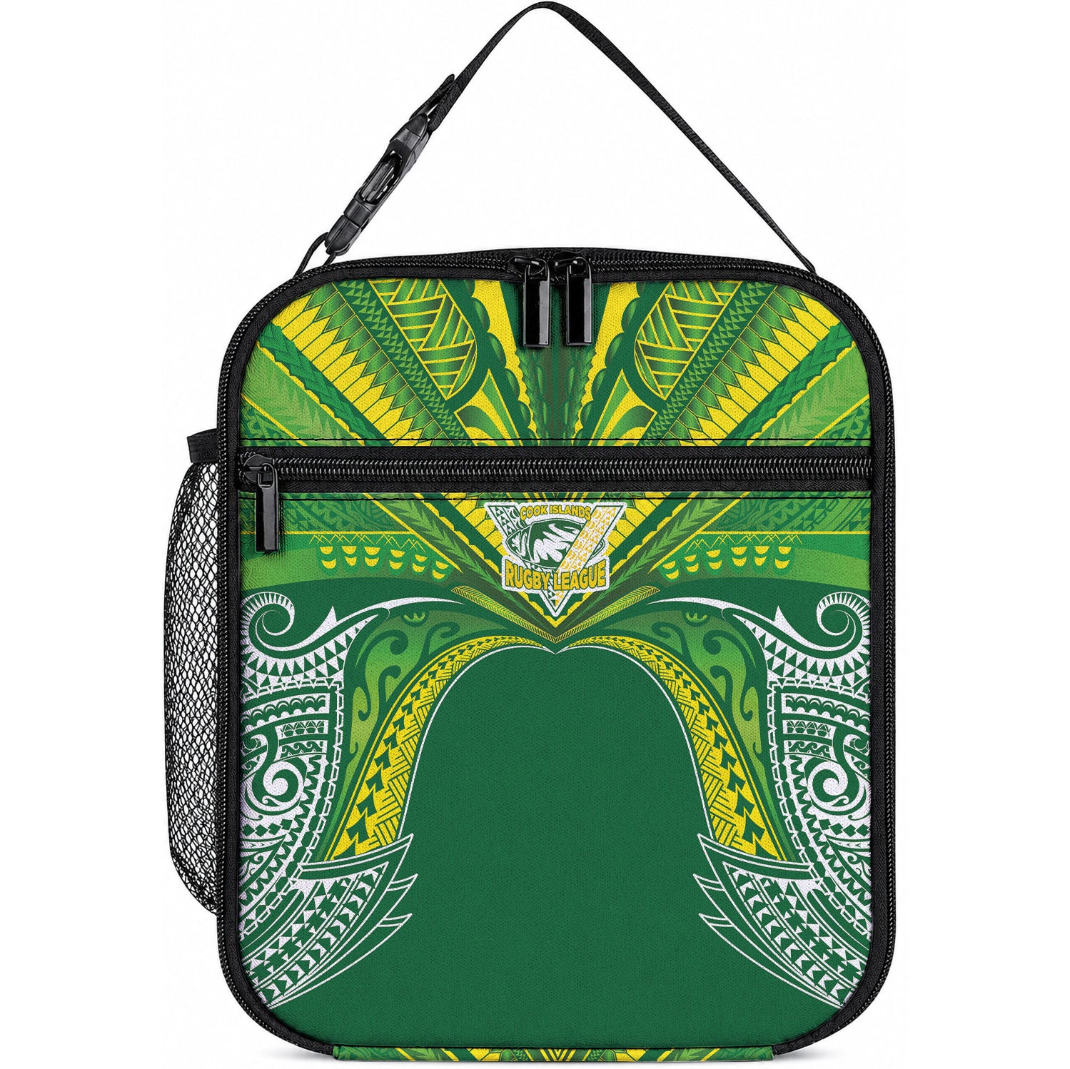 Cook Islands Rugby League Lunch Bag Polynesian and Tatau Tribal Art - Green Color LT03 10.2 × 8.3 × 4.3 inch Green - Polynesian Pride
