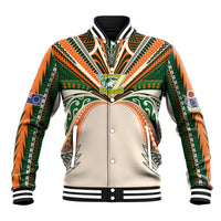 Cook Islands Rugby League Custom Baseball Jacket Polynesian and Tatau Tribal Art - Retro Palette LT03 Unisex Multicolor - Polynesian Pride