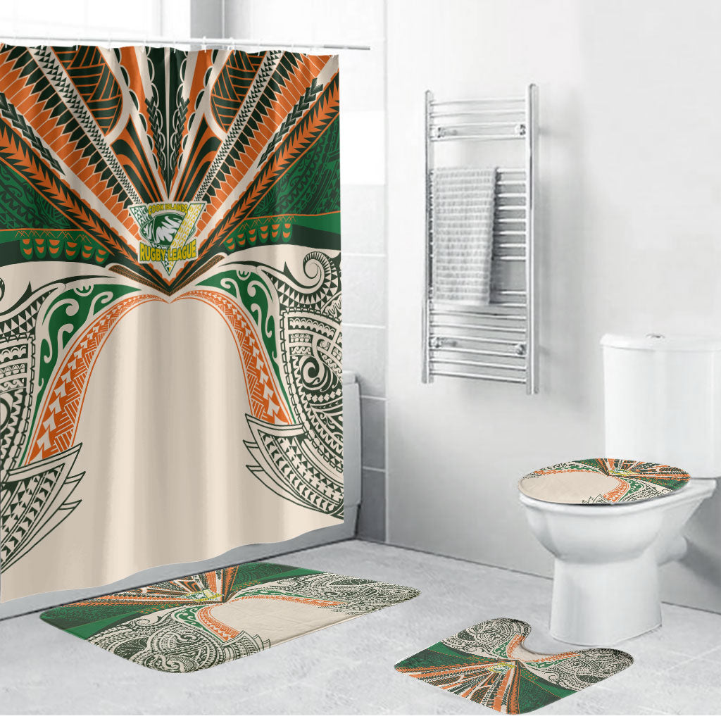 Cook Islands Rugby League Bathroom Set Polynesian and Tatau Tribal Art - Retro Palette