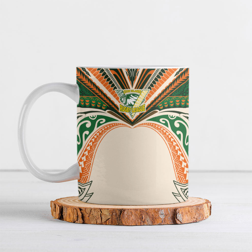 Cook Islands Rugby League Custom Ceramic Mug Polynesian and Tatau Tribal Art - Retro Palette