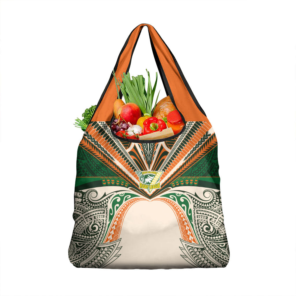 Cook Islands Rugby League Grocery Bag Polynesian and Tatau Tribal Art - Retro Palette